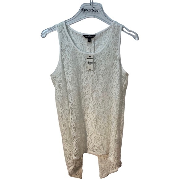 New Express NWT Ivory Lace Sleeveless Top Tank Size XS Spring Balletcore - Picture 1 of 14